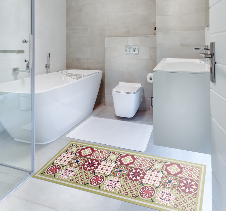 Colorful Patterned Motifs vinyl rug bathroom - TenStickers