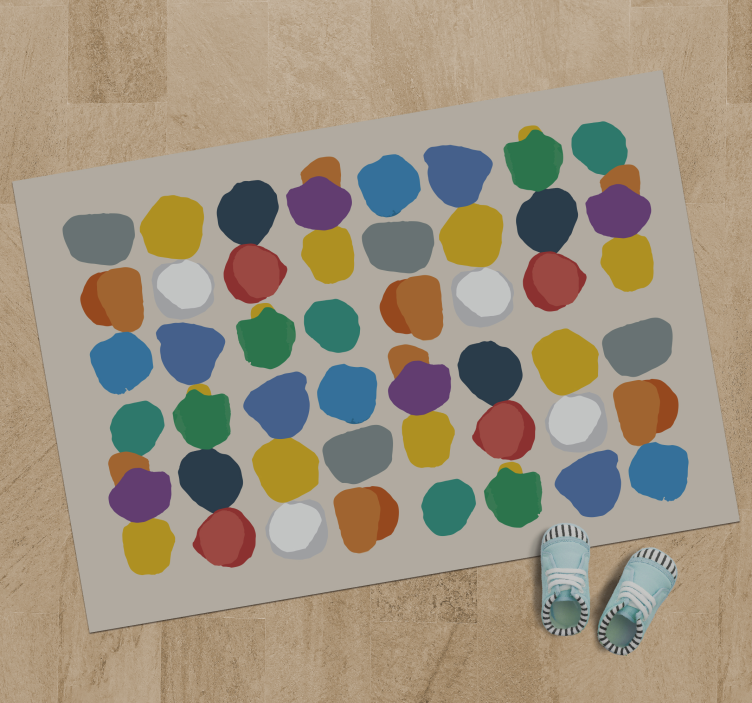 Colorful pebble shapes geometric vinyl rug - TenStickers