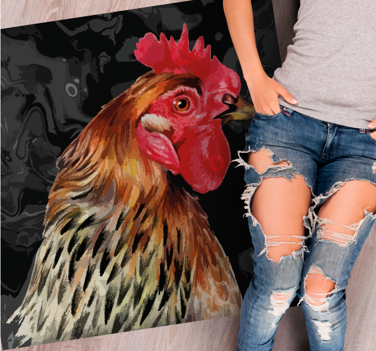 Colorful Rooster Head animal print vinyl rug - TenStickers