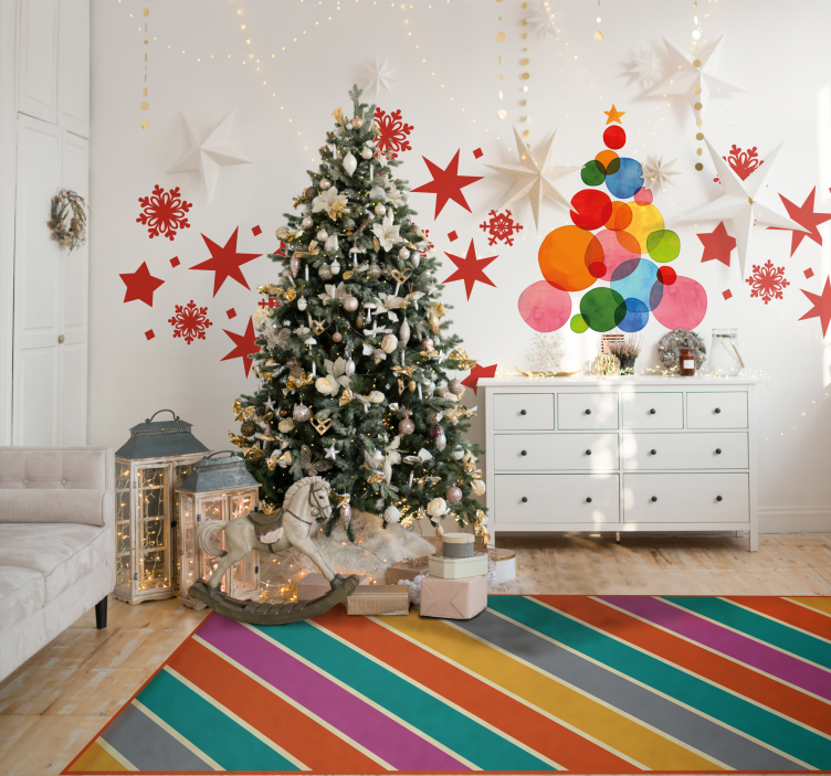 Colorful Striped Surface living room vinyl rug - TenStickers