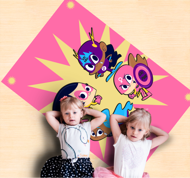 Colorful superhero characters kids vinyl rug - TenStickers
