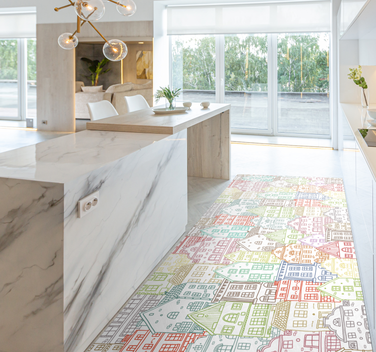 Colorful Townscape kids vinyl rug - TenStickers