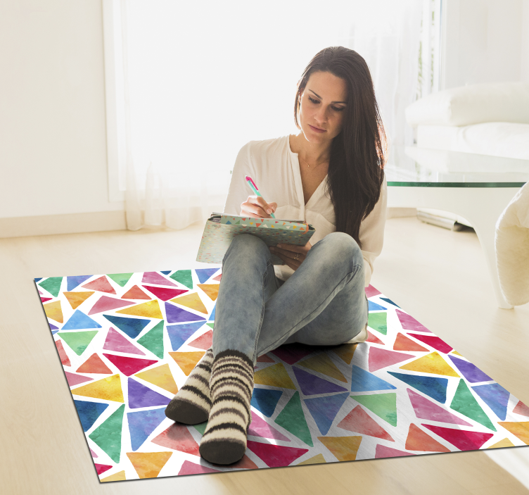 Colorful Triangles geometric vinyl rug - TenStickers