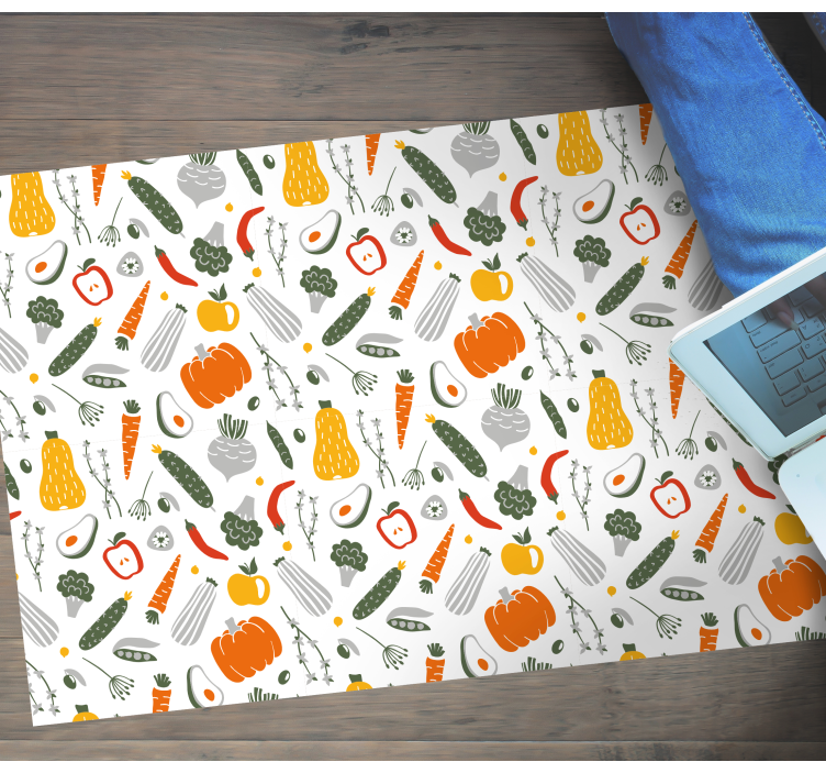 Colorful Vegetable Collection kitchen vinyl rug - TenStickers