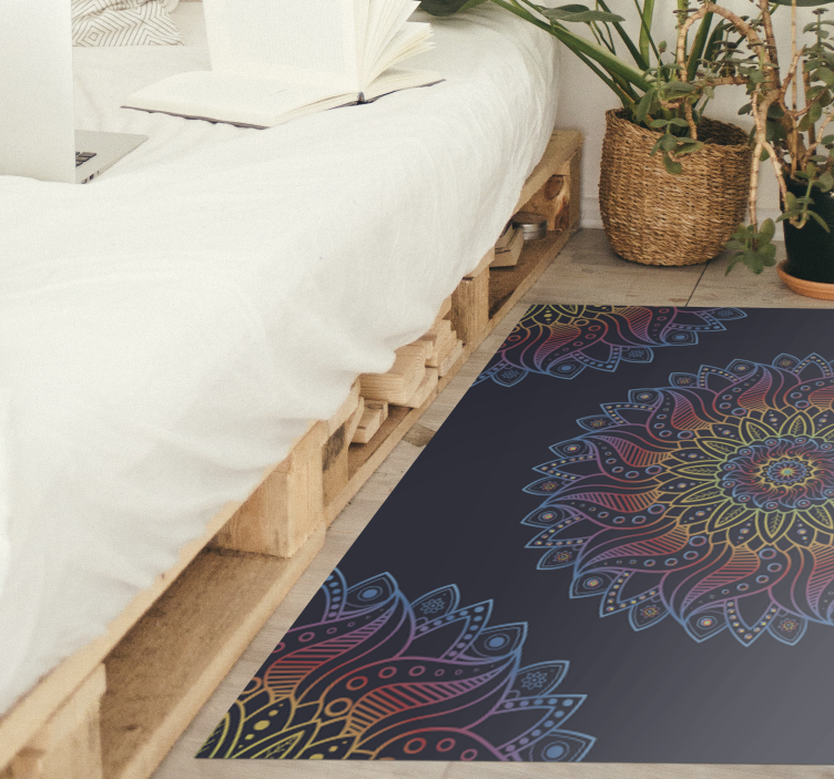 Colorful vibrant motif mandala vinyl rug - TenStickers