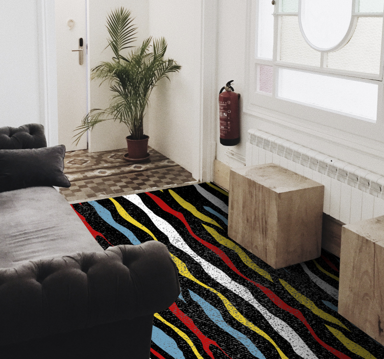 Colorful wavy design striped vinyl rug - TenStickers