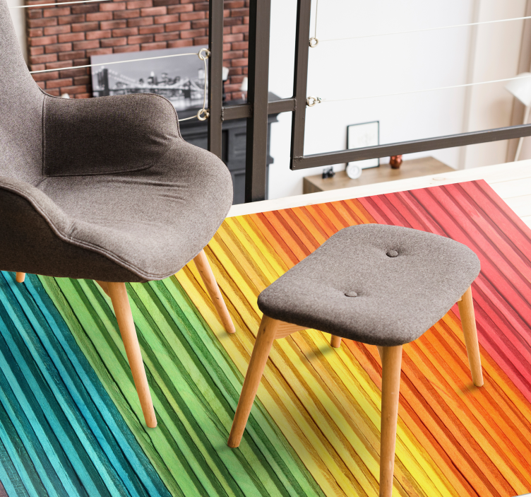 Colorful wooden boards wood effect vinyl rug - TenStickers