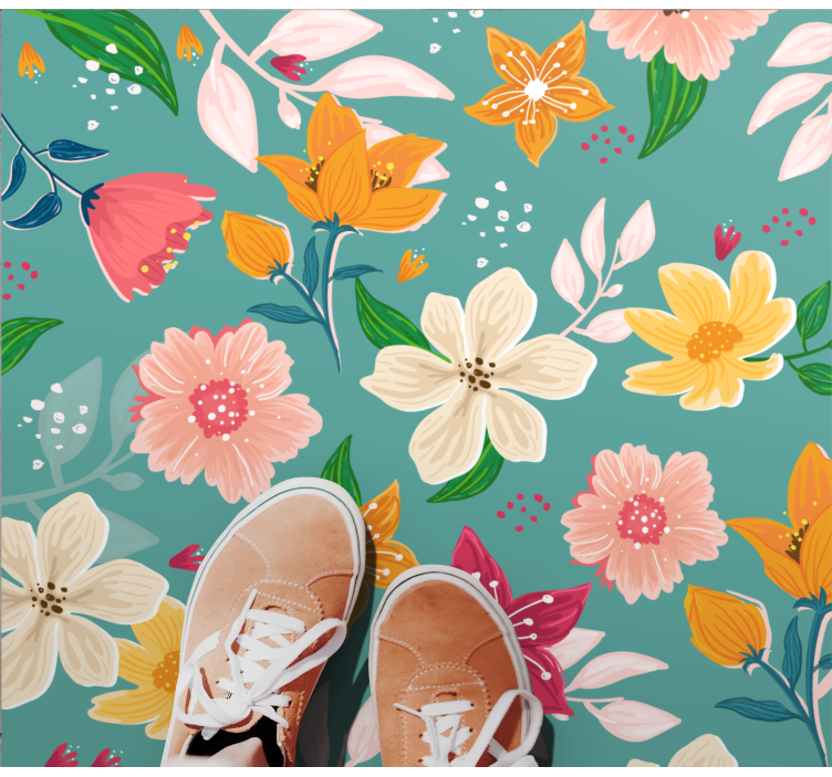 Colourful flowers together floral rug - TenStickers
