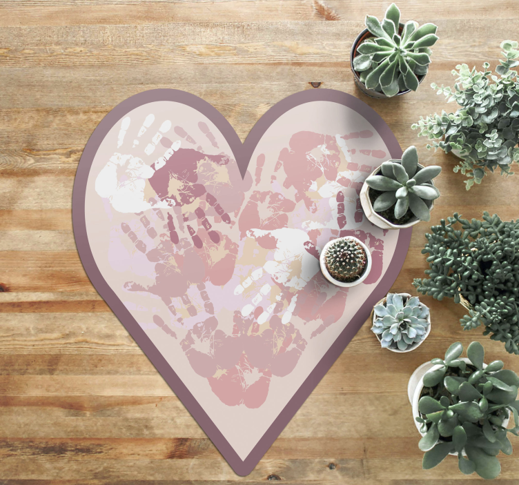 Colourful hand print heart kids vinyl rug - TenStickers