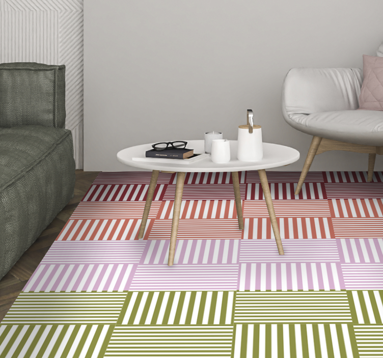 Colourful Striped Squares geometric vinyl rugs - TenStickers