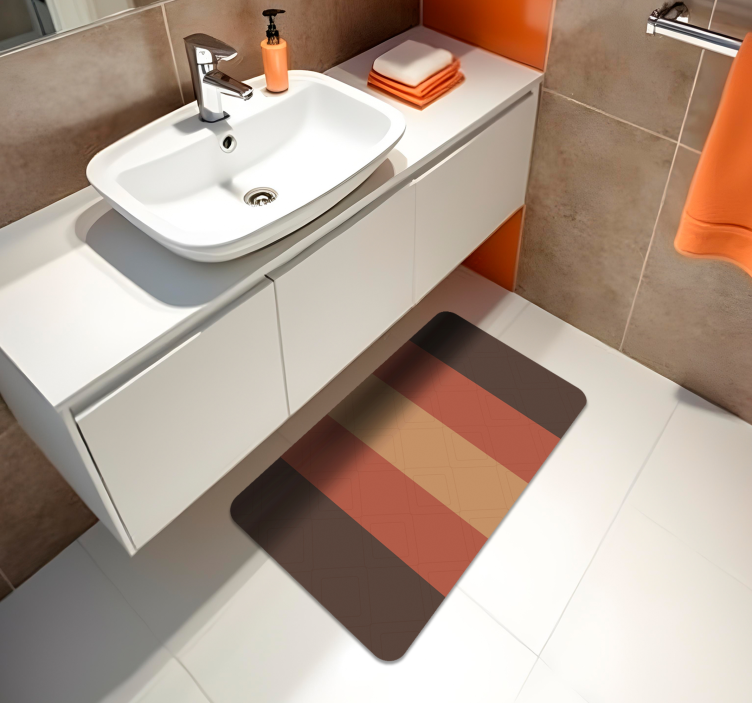 Colourful stripes vinyl rug bathroom - TenStickers