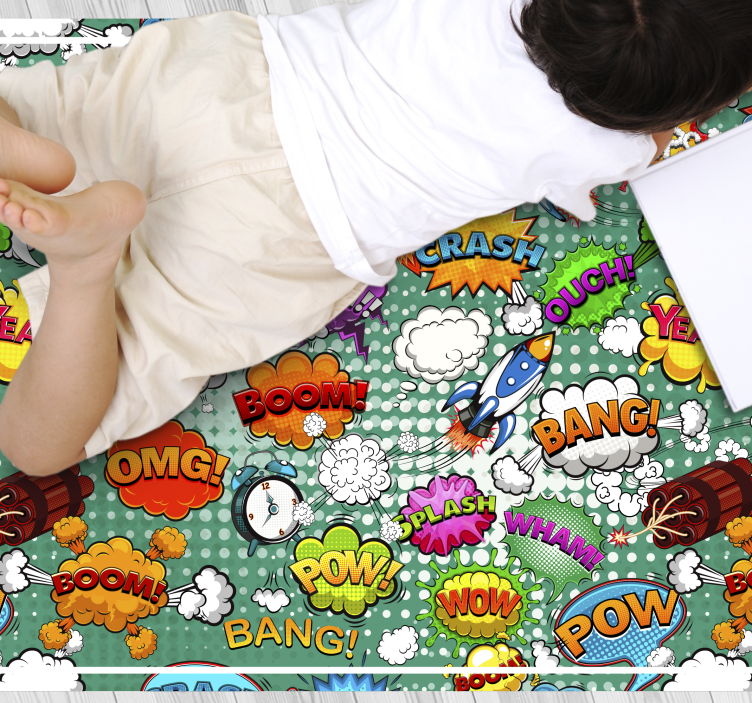 Comic audio effects teenage bedroom vinyl rug - TenStickers