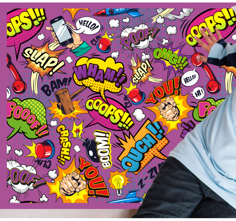 Comic dialogue bubbles teenage bedroom vinyl rug - TenStickers