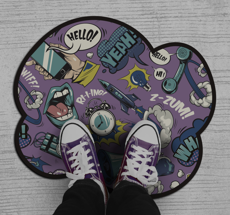 Comic Sound Effects vinyl rug gaming - TenStickers