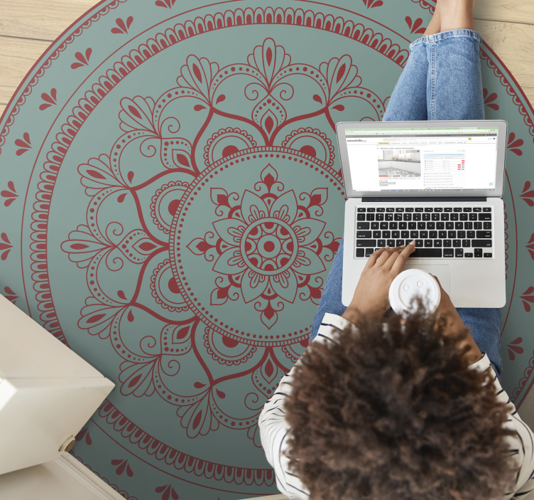 Complex circular illustration mandala vinyl rug - TenStickers