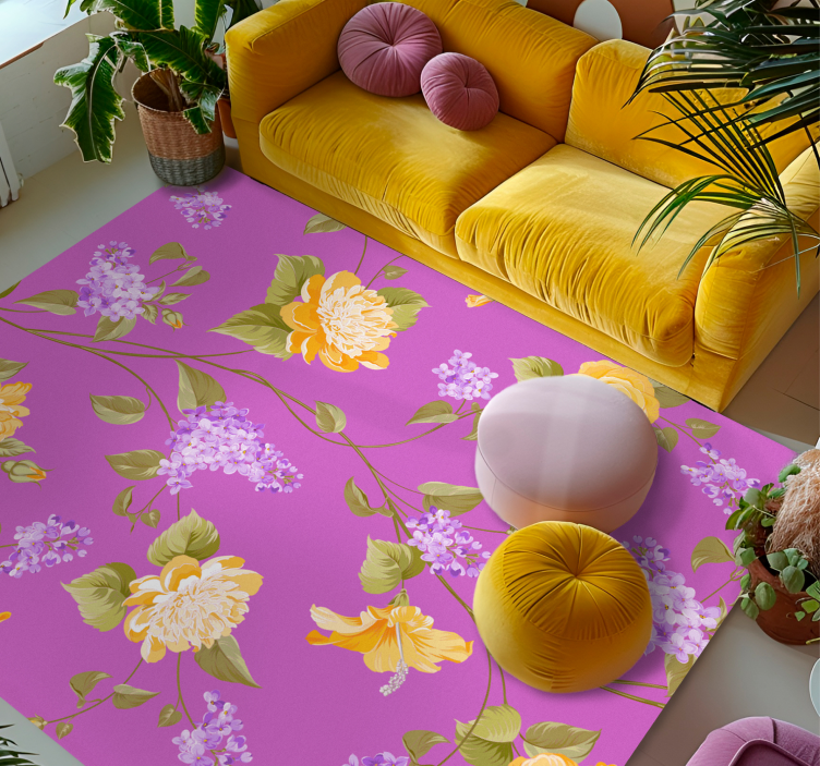 Floral Blossom Pattern vinyl rug flowers - TenStickers