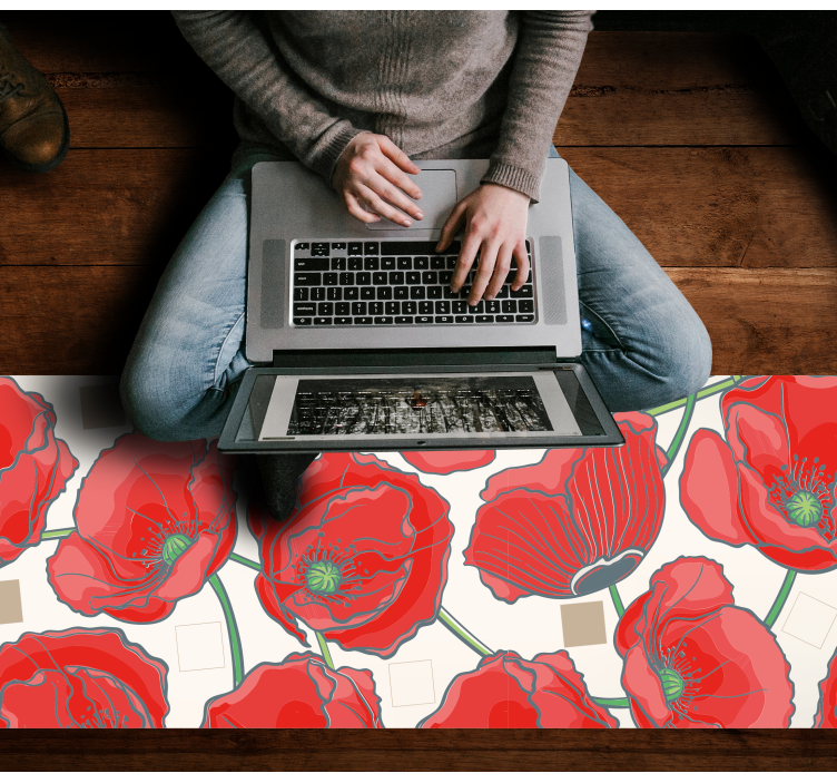 Crimson Blossom Sophistication vinyl rug flowers - TenStickers