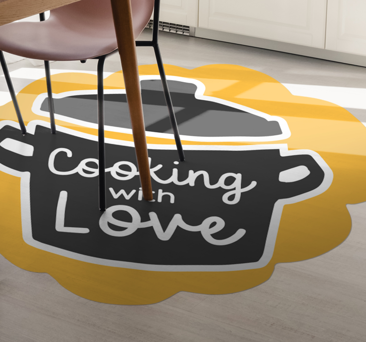 Pot cooking with love kitchen vinyl rug - TenStickers