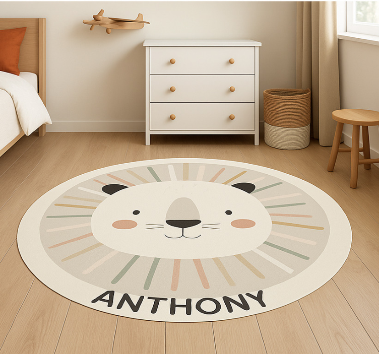 Custom beige lion vinyl rug - TenStickers