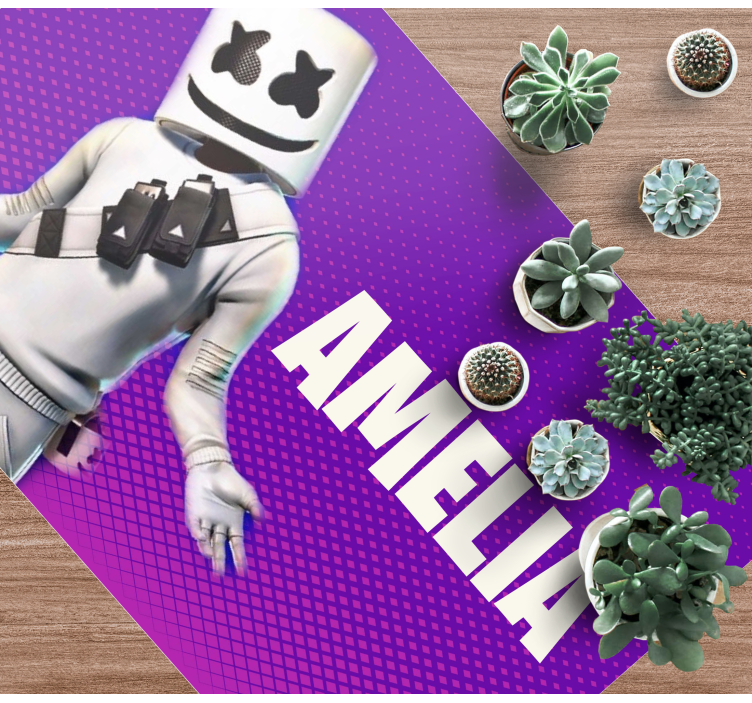 DJ figure with name teenage bedroom vinyl rug - TenStickers