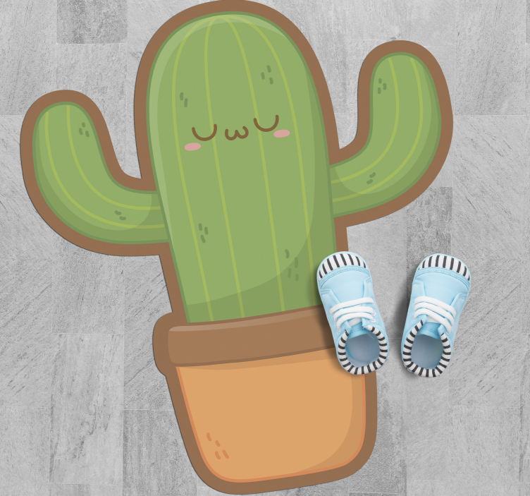 Cute Cactus Illustration vinyl rug flowers - TenStickers