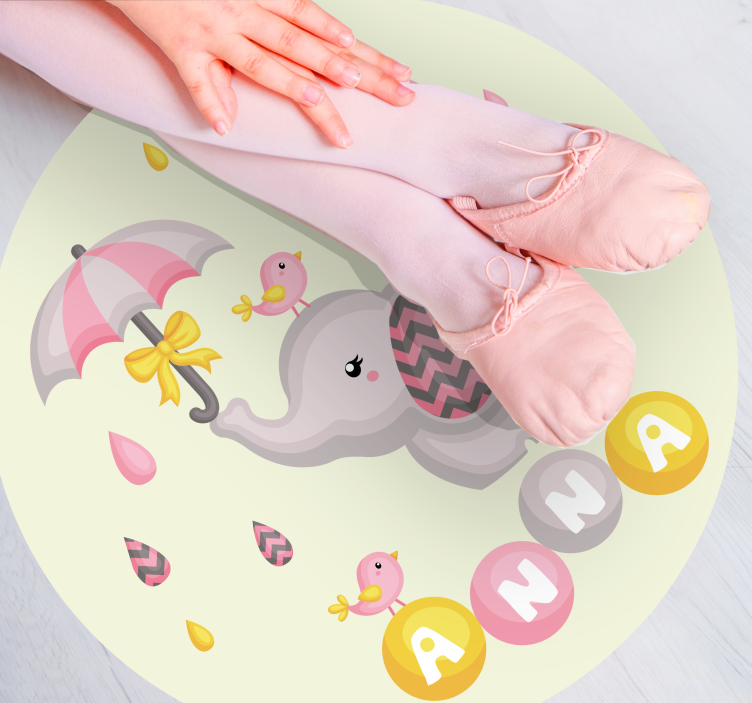 Cute Elephant Design custom vinyl rug - TenStickers