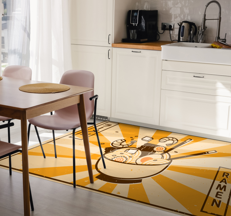 Cute Japanese cartoon food  kitchen floor tiles - TenStickers
