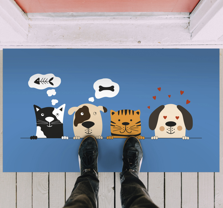 Cute pet expressions entrance hall vinyl rug - TenStickers