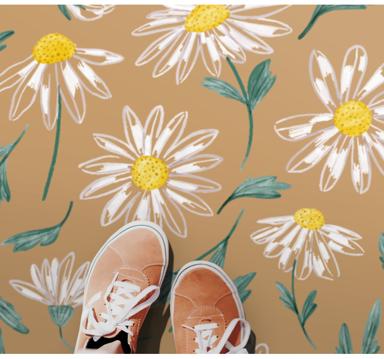 Daisy Blossom Motif vinyl rug flowers - TenStickers