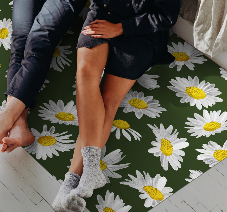 Daisy Delight vinyl rug flowers - TenStickers