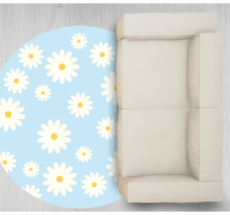 Daisy floral emblem living room vinyl rug - TenStickers