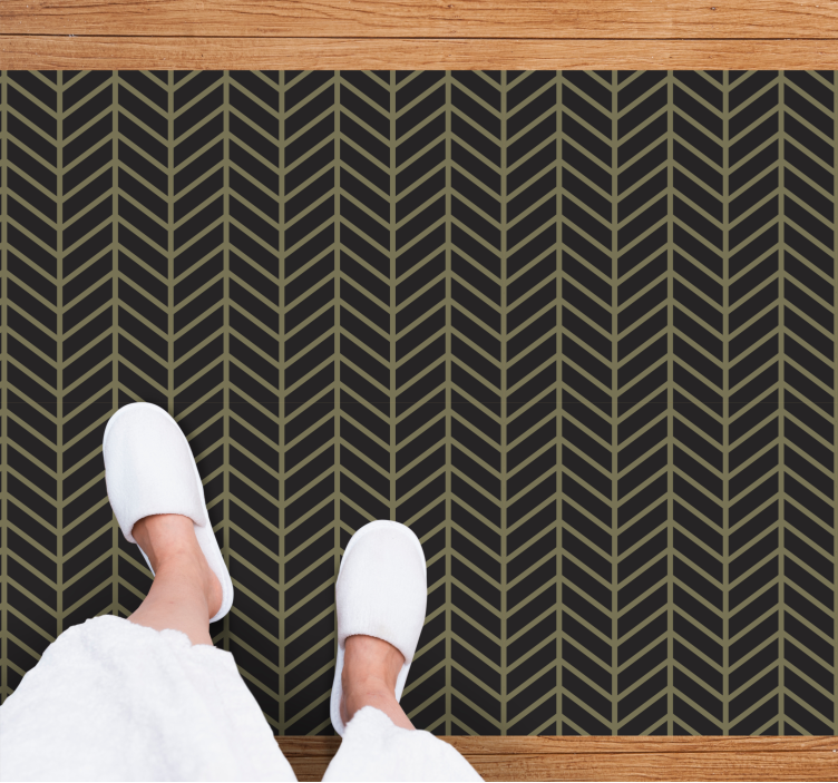 Brown with golden thin lines art pattern rug - TenStickers