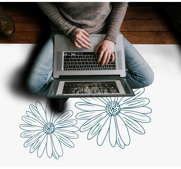 Delicate Floral Touch vinyl rug flowers - TenStickers