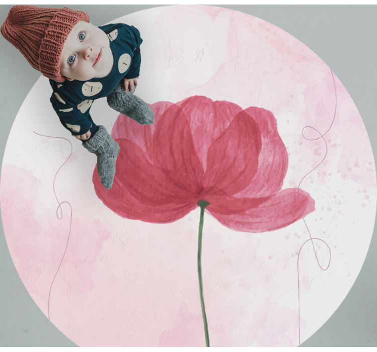 Aquarella poppy design vinyl rug flowers - TenStickers