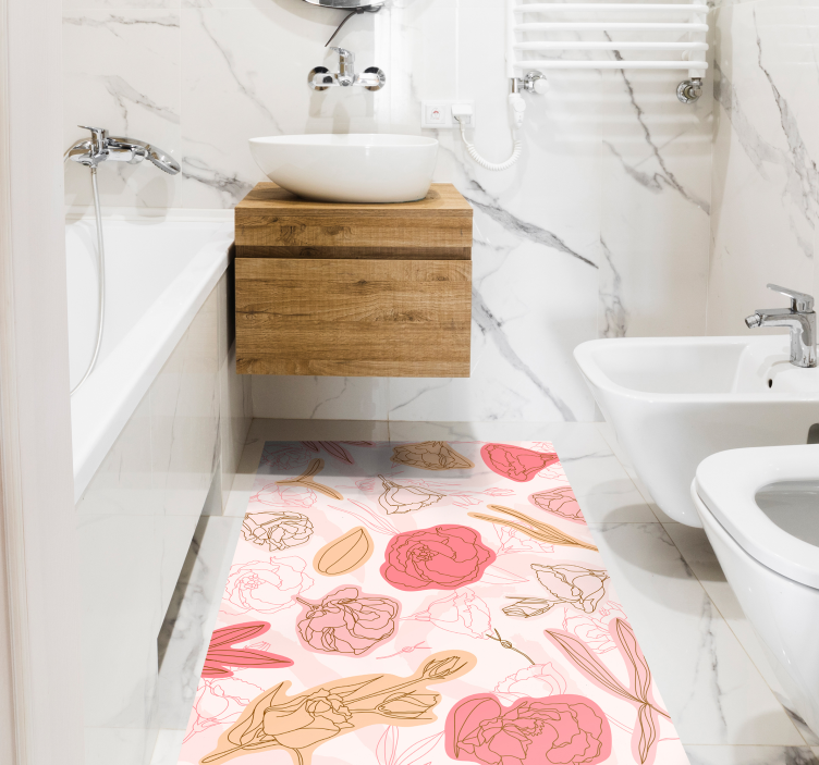Delicate pink flowers  floral rug - TenStickers