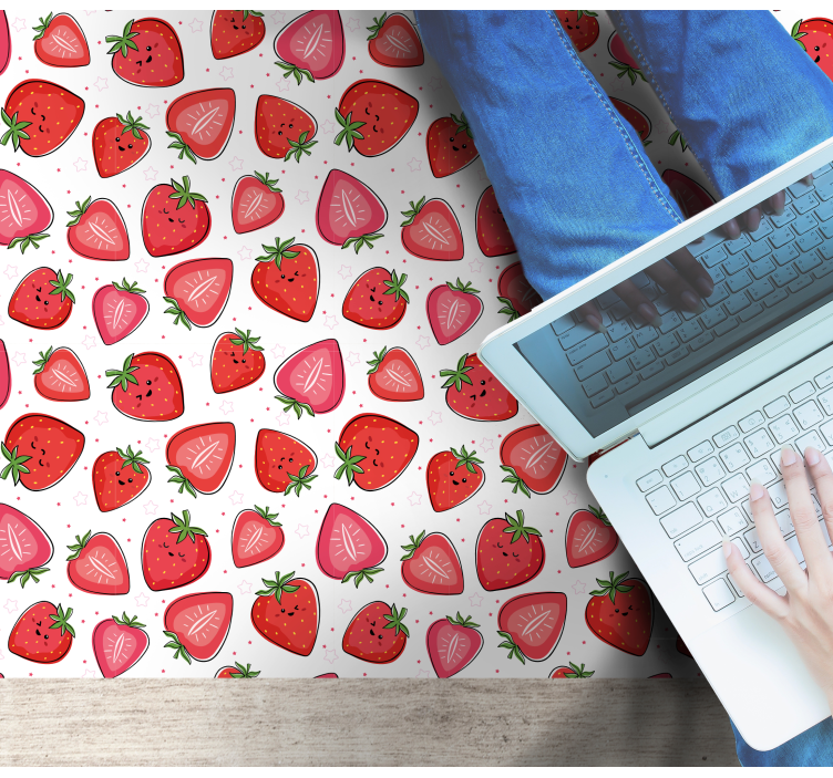 Delightful Strawberry Motif vinyl rug flowers - TenStickers