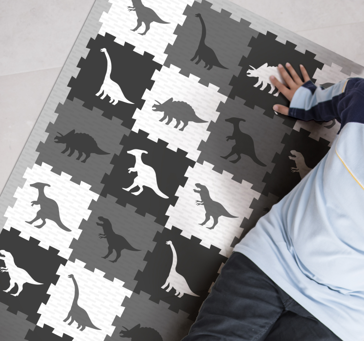 Grey dinosaur motif kids vinyl rug - TenStickers