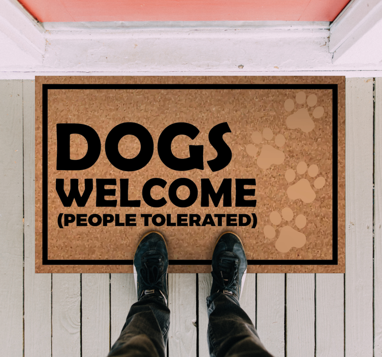 Dogs welcome, people tolerated custom rug - TenStickers
