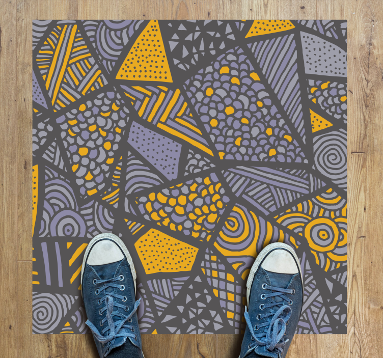 Dynamic grey shapes geometric vinyl rug - TenStickers