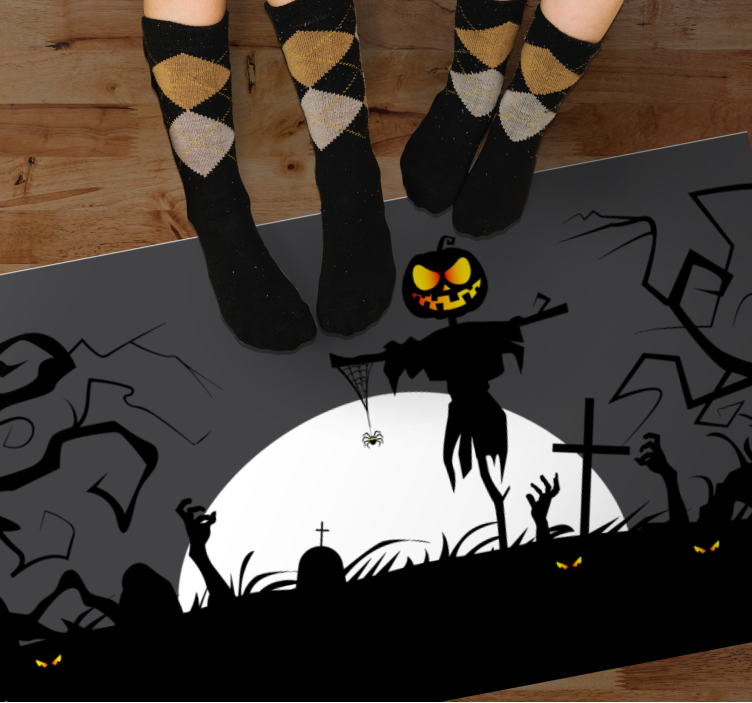 Eerie cemetery Setting halloween vinyl rug - TenStickers