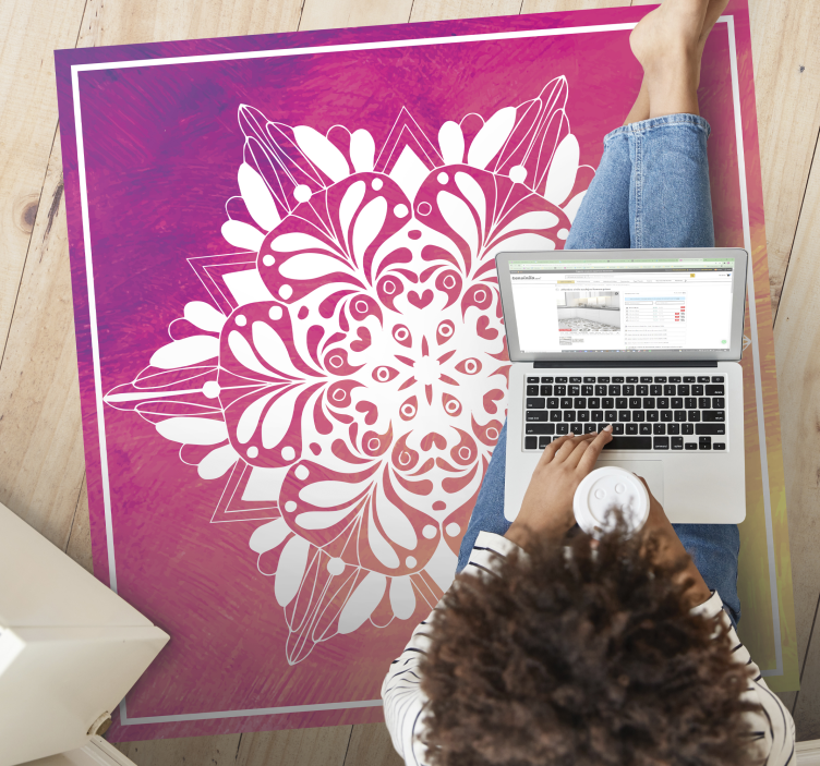 Elaborate Botanical Arrangement mandala vinyl rug - TenStickers