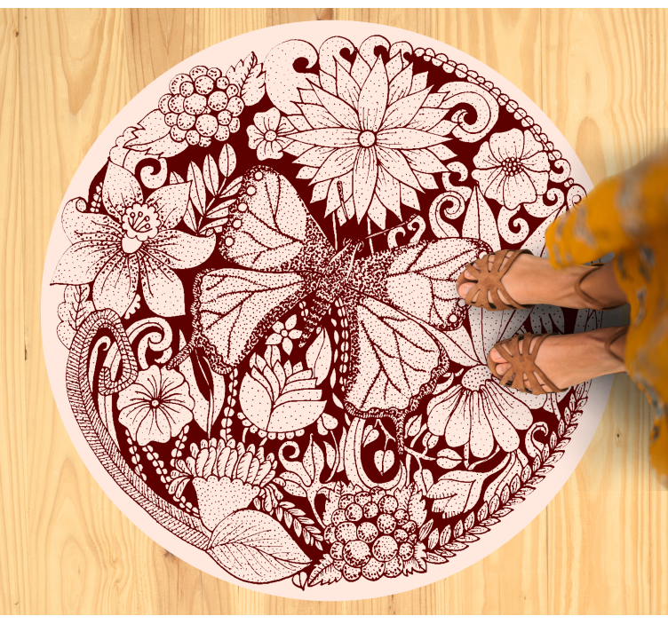 Delicate wing design vinyl rug flowers - TenStickers