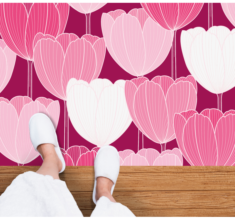 Pink tulip elements vinyl rug flowers - TenStickers