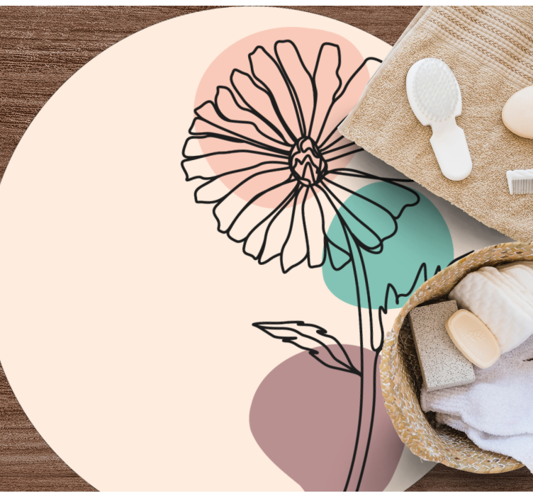 Elegant Floral Silhouette vinyl rug flowers - TenStickers