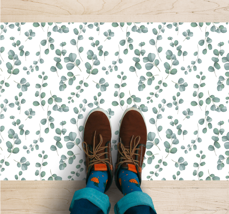 Elegant Greenery Pattern vinyl rug flowers - TenStickers