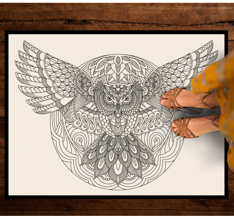 Elegant Owl Pattern mandala vinyl rug - TenStickers