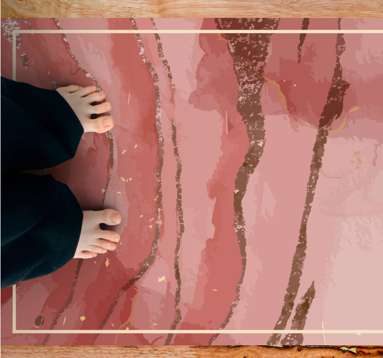 Elegant Pink Swirls marble vinyl rug - TenStickers
