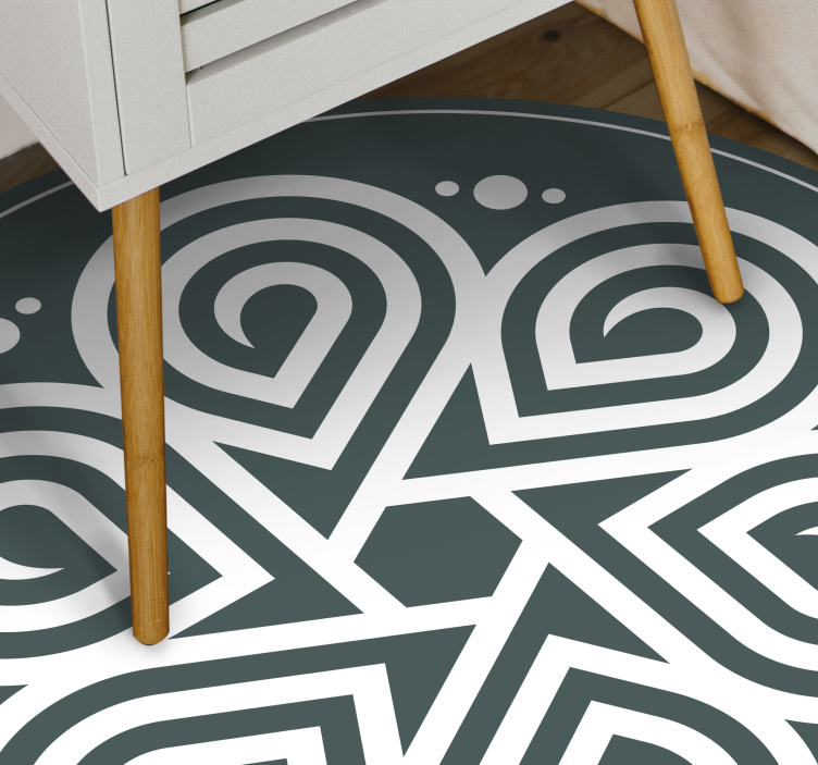 elegant white ornament vinyl rug - TenStickers