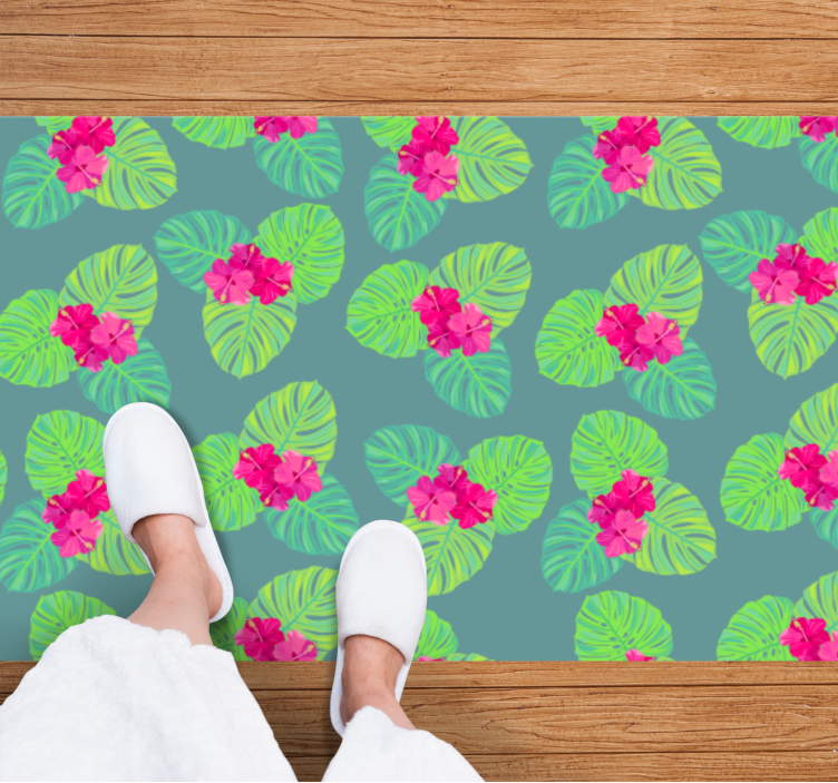 Exotic Floral Arrangement vinyl rug flowers - TenStickers