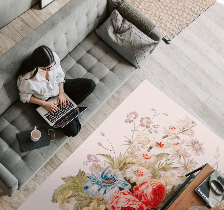 Exquisite Floral Arrangement vinyl rug flowers - TenStickers